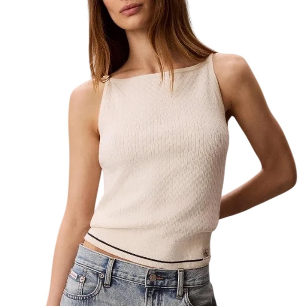 Débardeur Beige Femme Calvin Klein Jeans Slim Woven 1