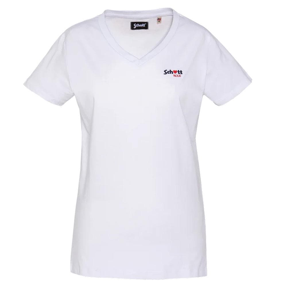 T-Shirt Blanc Femme Schott TSBRODEDW 1