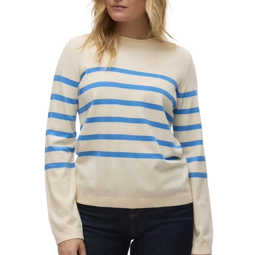 Pull Ecru/Bleu Femme Vero Moda Saba 1