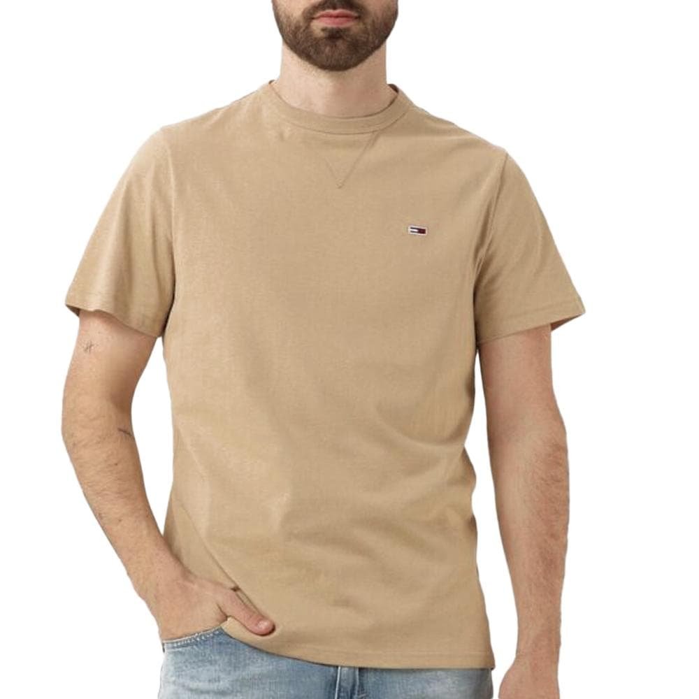 T-shirt Beige Homme Tommy Jeans Slim RIB Detail 1