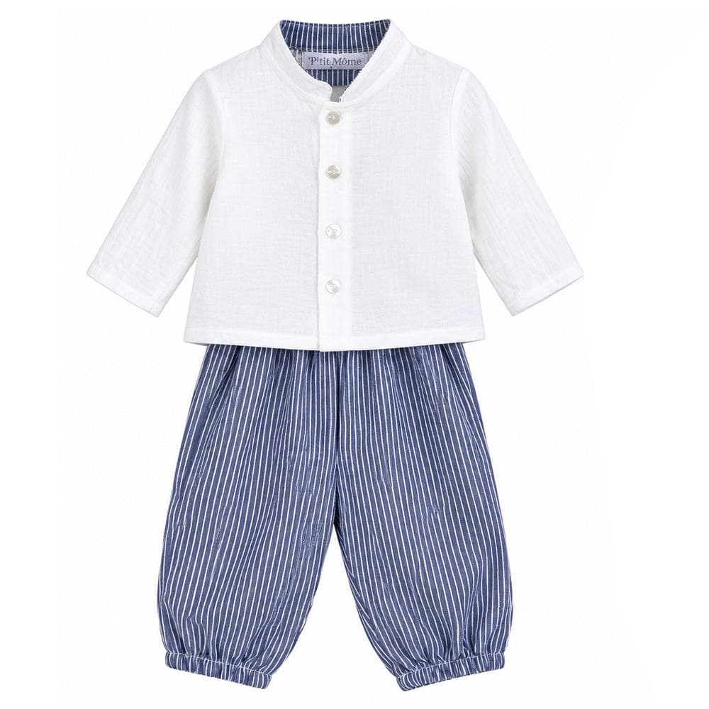 Ensemble Blanc/Bleu Bébé P'tit Mome Paolo 1