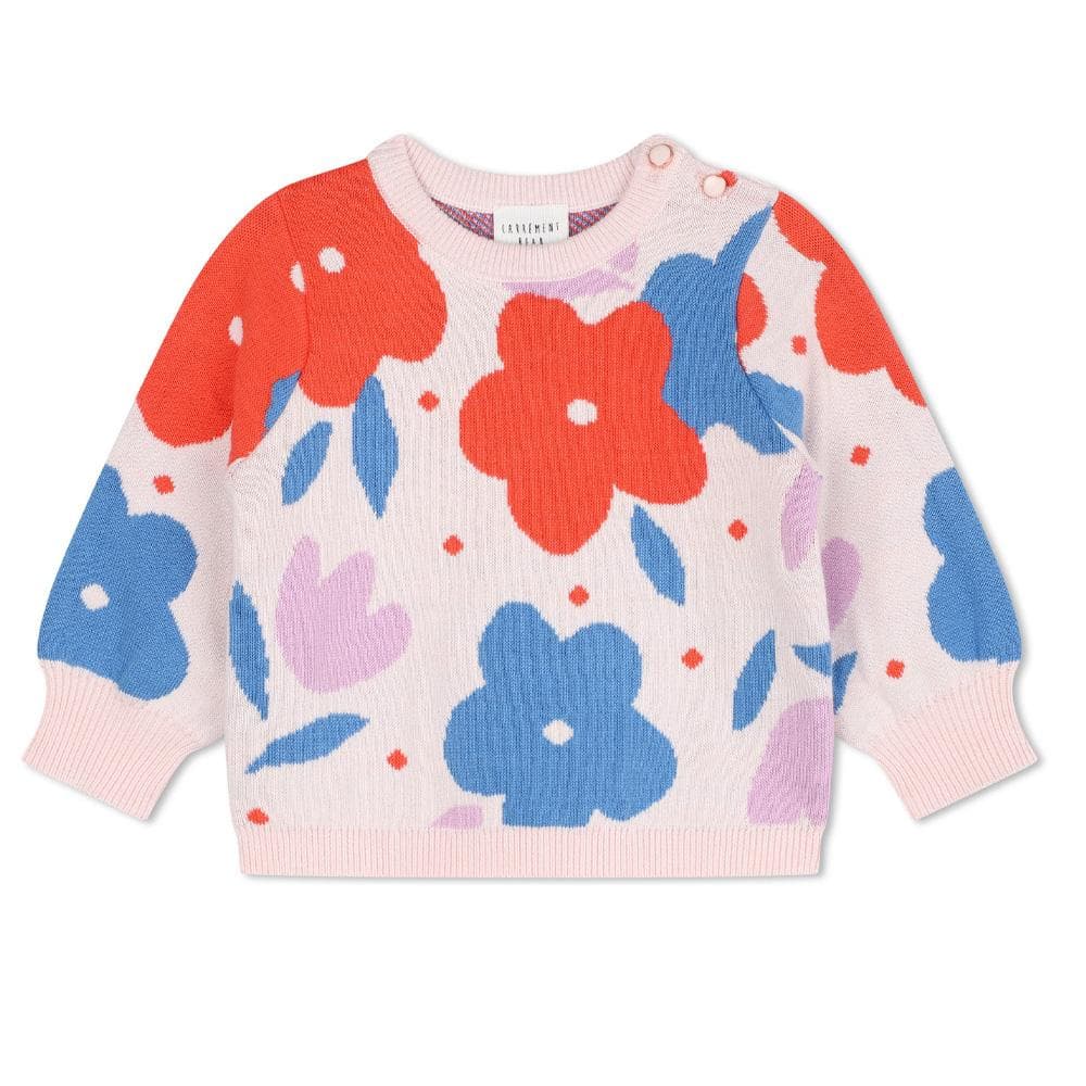 Pull Rose à Fleurs Fille Carrément Beau Y30215 1