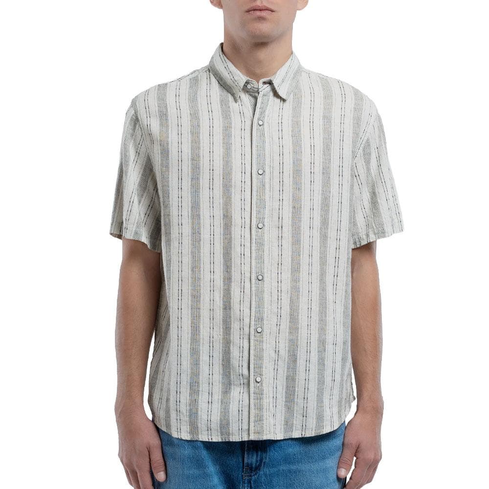 Chemise en lin Gris/Blanc Homme Teddy Smith Pietro Stripe 1