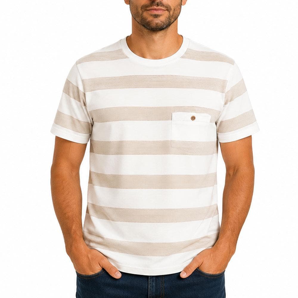 T-Shirt Blanc/Beige Homme RMS26 Rayures 1
