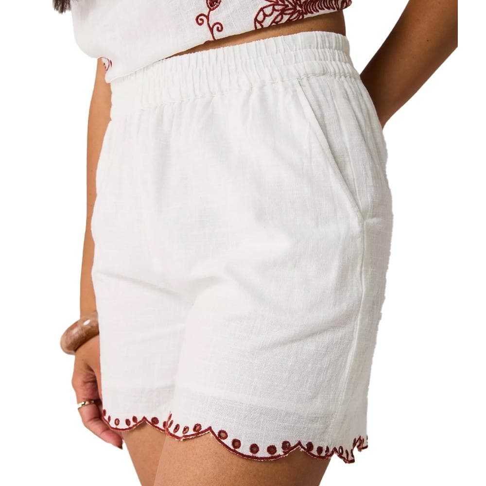 Short en tissu brodé Blanc/Rouge Femme taille haute JDY Palma 1