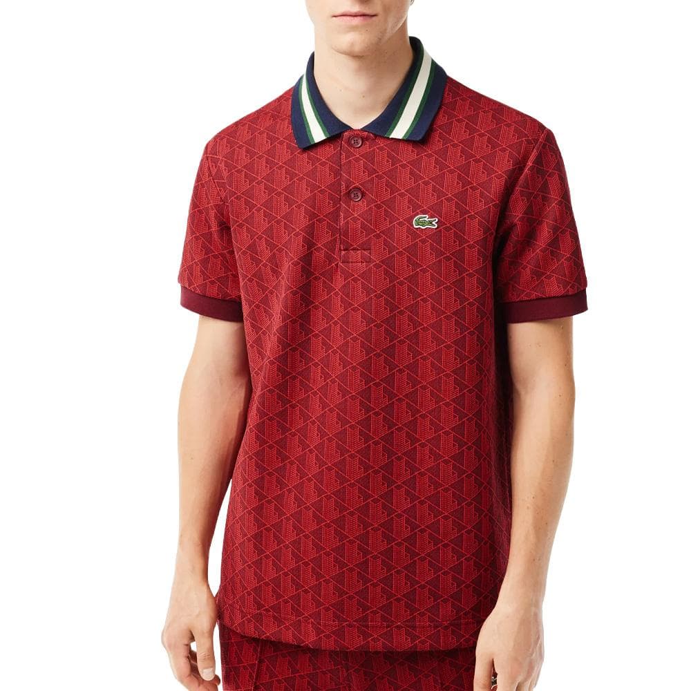 Polo Rouge Homme Lacoste Classic Monogram Jacquard 1
