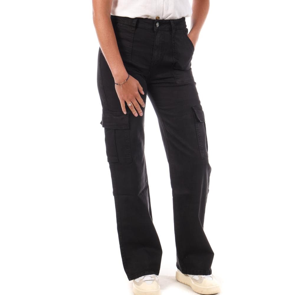 Pantalon Cargo Noir Femme My Tinas Cargo Wide Leg 1