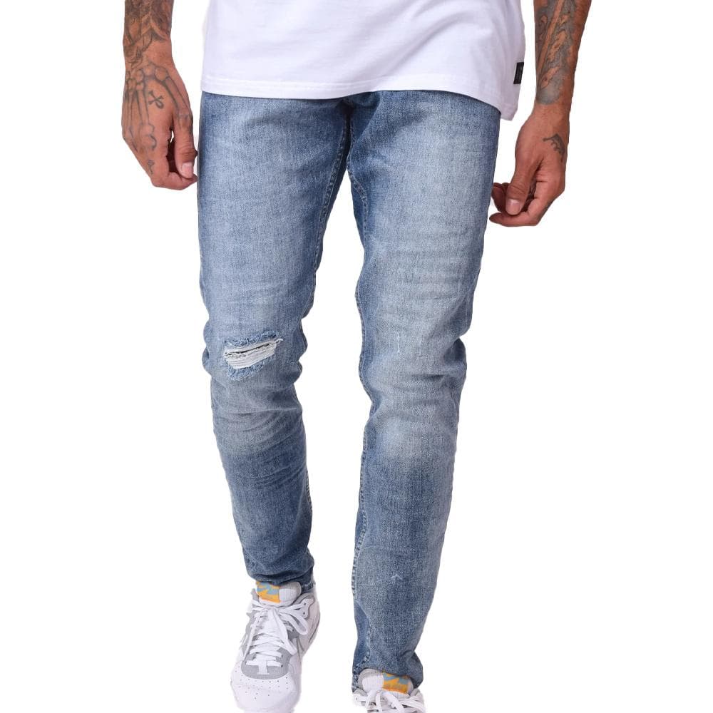 Jean Skinny Bleu Homme Project X Paris délavé avec trou 1