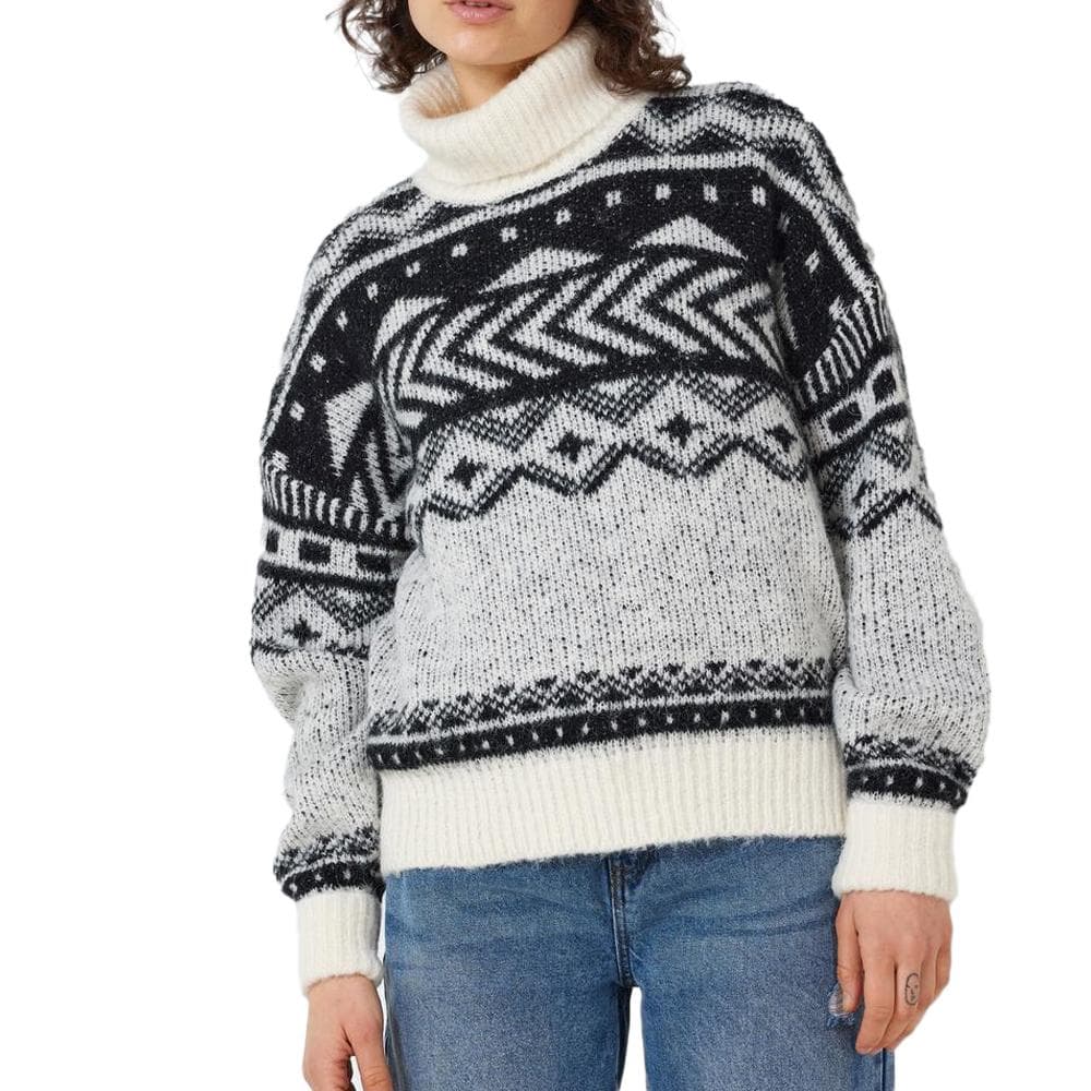 Pull Blanc/Noir Femme Noisy May Roll Neck 1