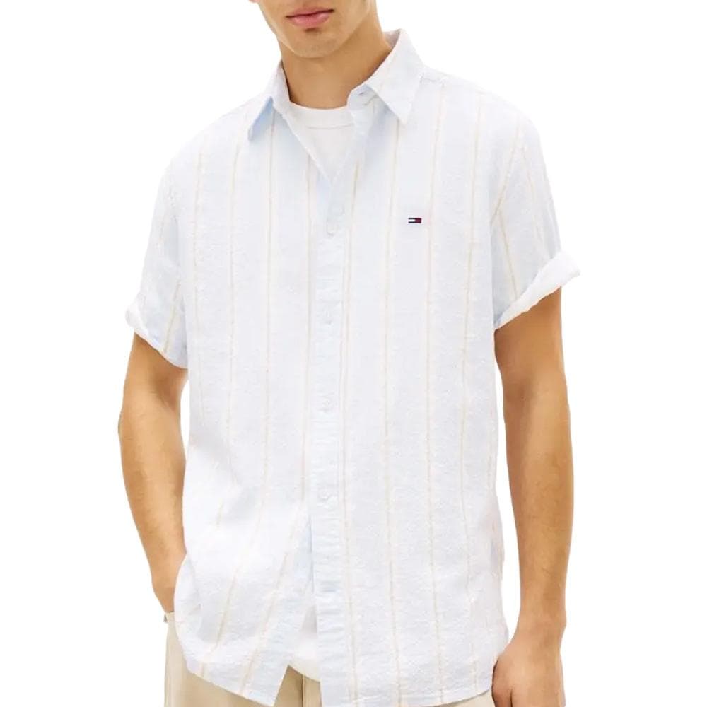 Chemise Bleu Clair/Beige Homme Tommy Hilfiger Tjm Reg 1