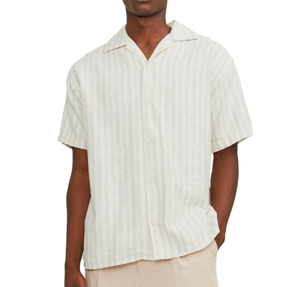 Chemisette Rayures Blanc/Beige Homme Jack & Jones Cabana 1