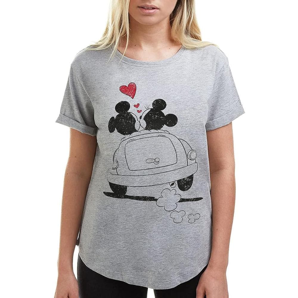 T-Shirt Gris Femme Disney Mickey & Minnie Hearts 1
