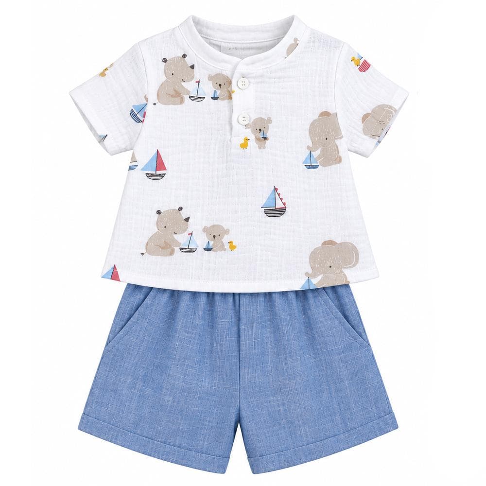 Ensemble Blanc/Bleu/Gris Bébé P'tit Mome Paolo 1