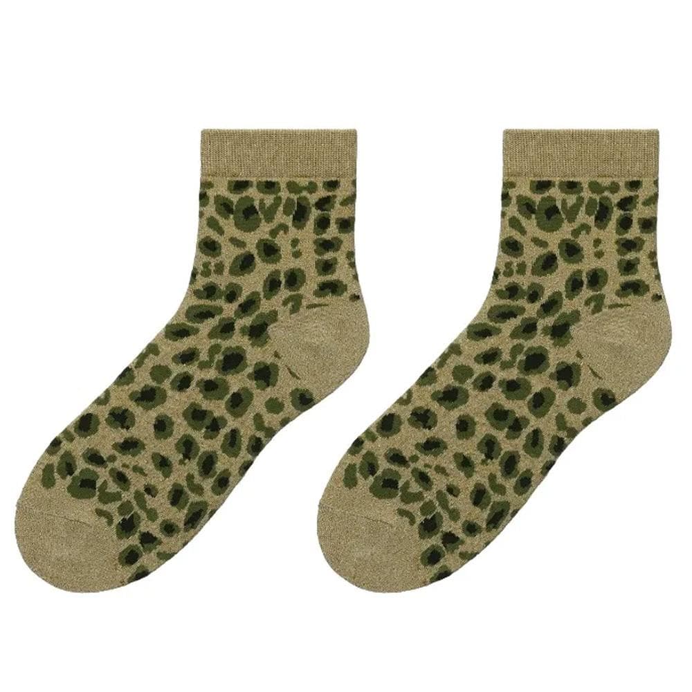 Chaussettes Doré/Vert Femme Stella Green Leopard 1
