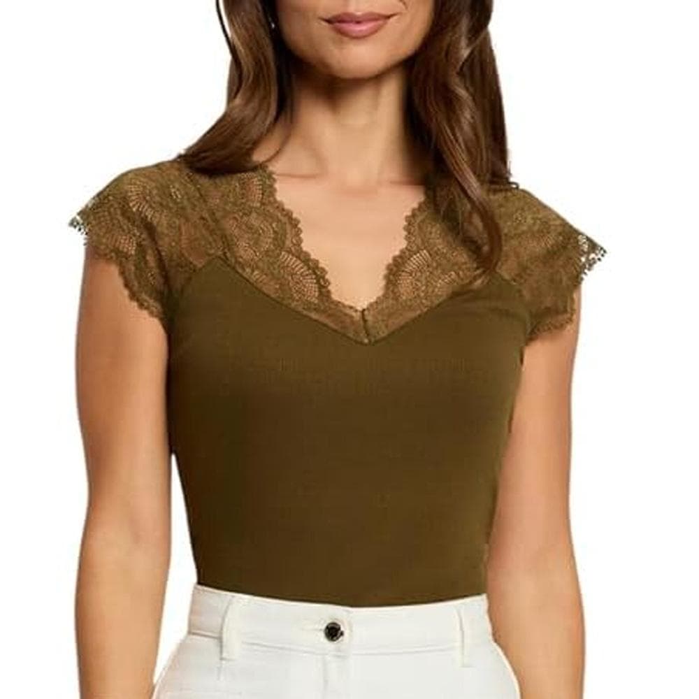 T-Shirt Kaki Femme Morgan Dentelle Deli 1