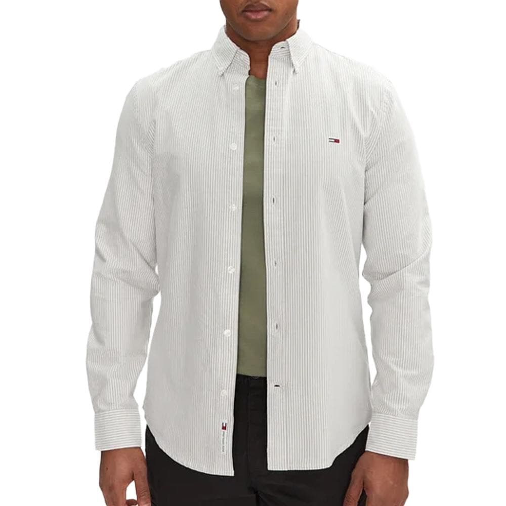 Chemise Rayures Blanc/Gris Homme Tommy Hilfiger Stripe Oxfo 1
