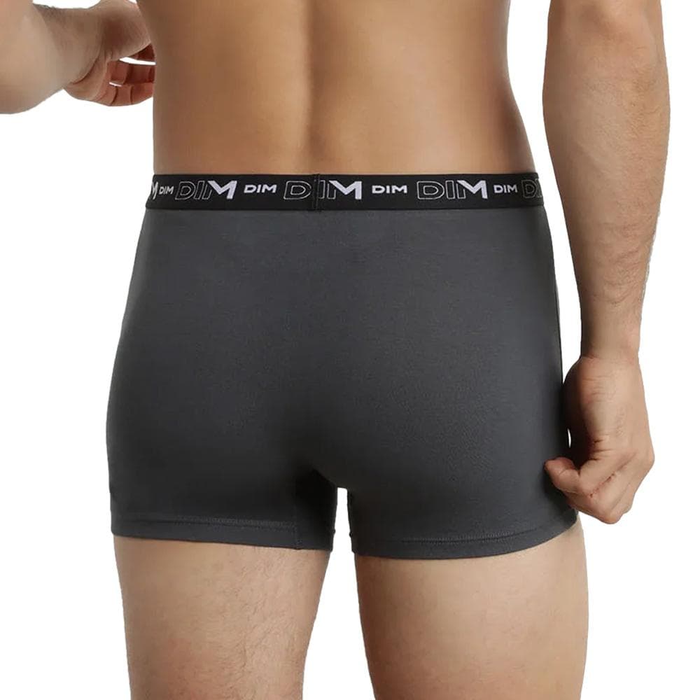 X3 Boxers Noir/Gris Homme Dim Coton Stretch - Taille 3