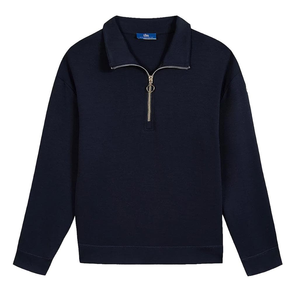 Sweat 1/4 de Zip Marine Femme TBS Craie 1