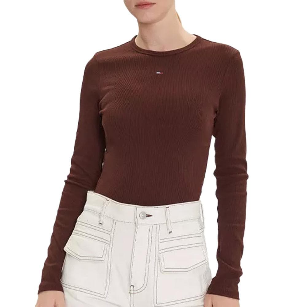 T-Shirt Manches Longues Marron Femme Tommy Hilfiger Essentials 1