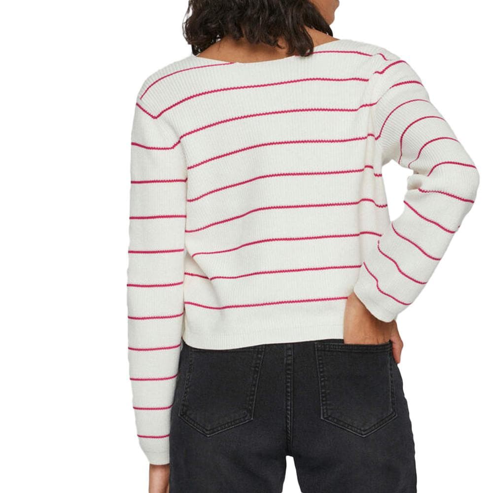 Pull Blanc/Rouge à Rayures Femme Vila Chao 2