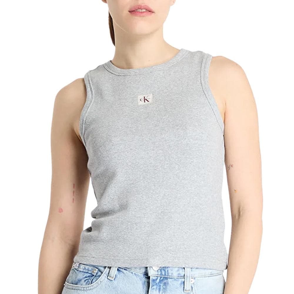 Débardeur Gris Femme Calvin Klein Jeans Label 1
