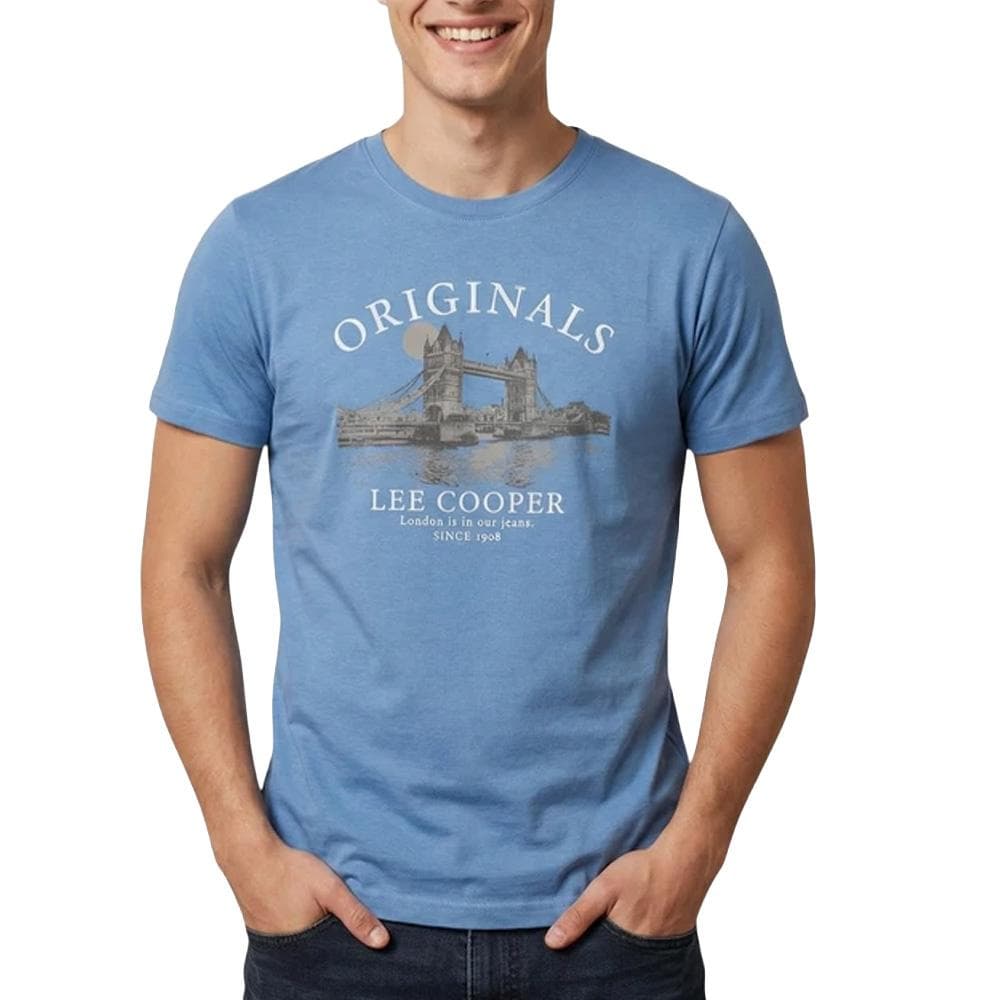 T-Shirt Bleu Homme Lee Cooper LCN820 1