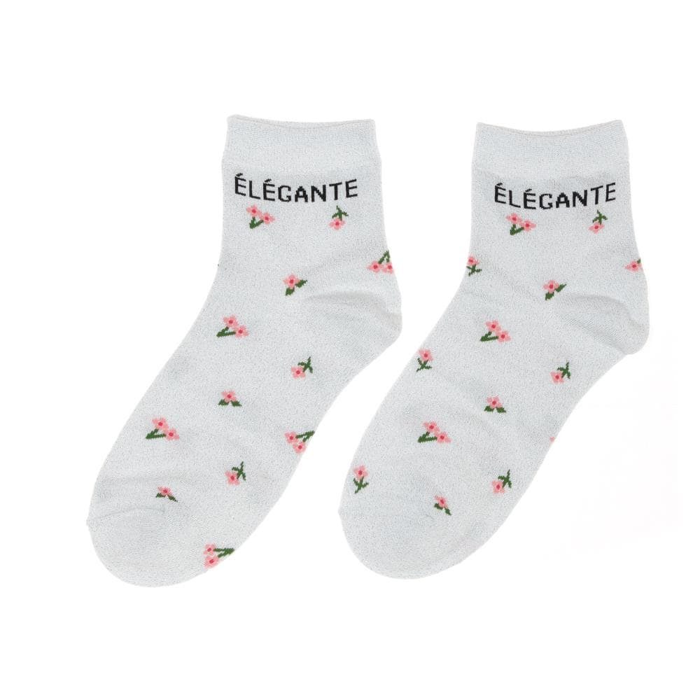 Chaussettes Grise à Fleurs Femme Stella Green Elégante 1