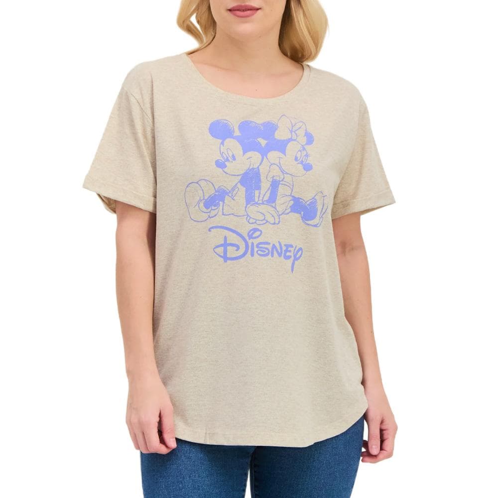T-Shirt Beige Femme Disney Minnie & Mickey Sketch 1