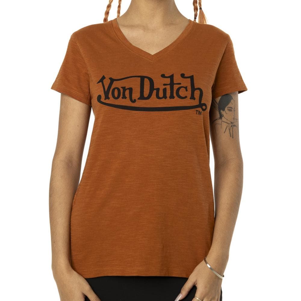 T-shirt Orange Femme Von Dutch Slub 1