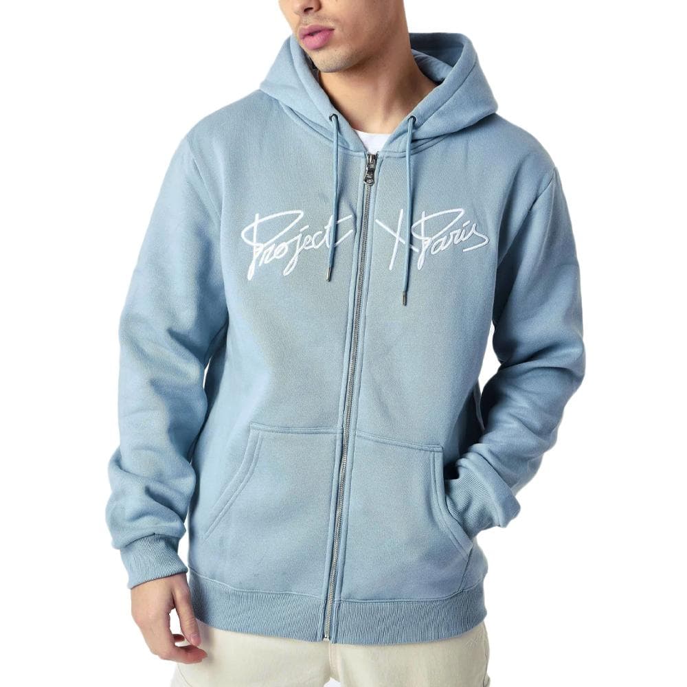 Sweat Zippé Bleu Homme Project X Paris Broderie Origin 1