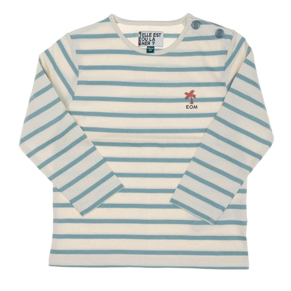 T-shirt à Rayures Beige/Turquoise Garçon EOM Eloris 1