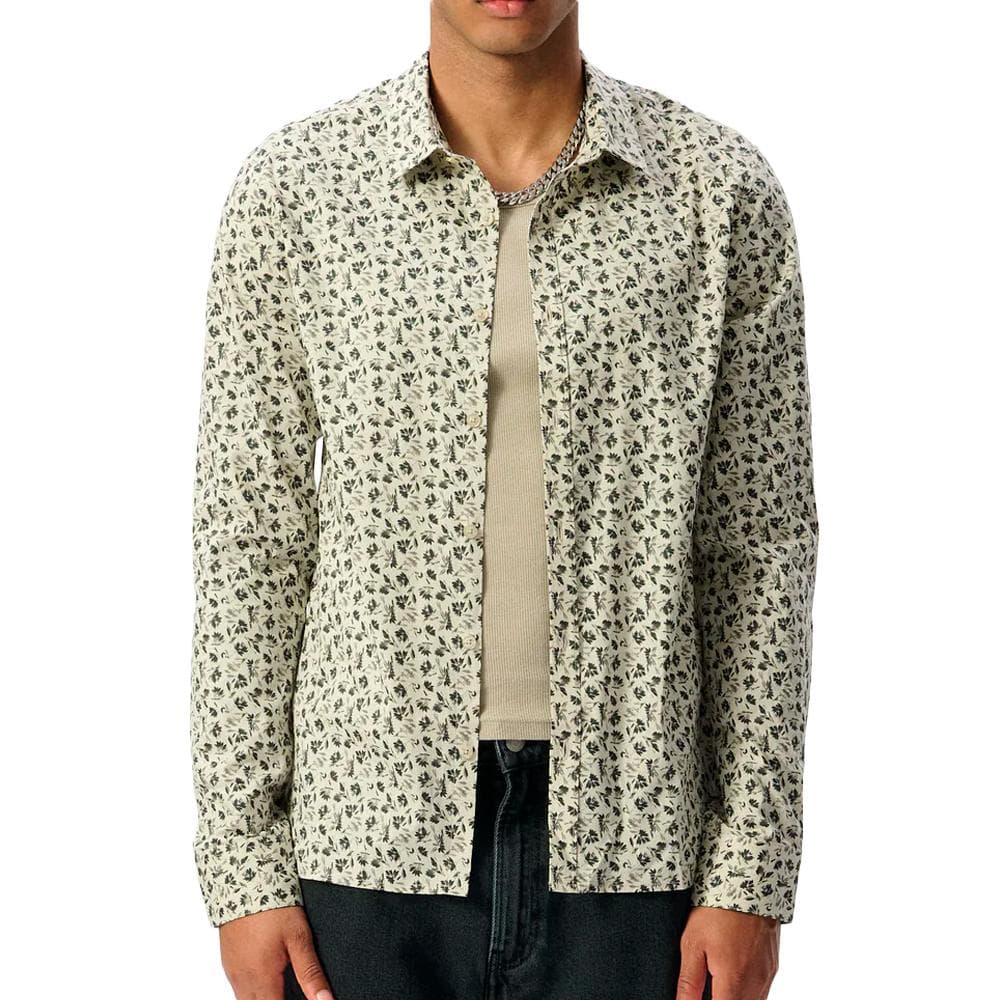 Chemise Beige/Noir Fleuris Homme Teddy Smith Carton Strectch 1
