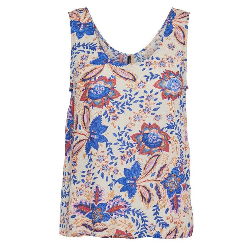 Débardeur Bleu/Beige à Fleurs Femme Vero Moda Menny 1