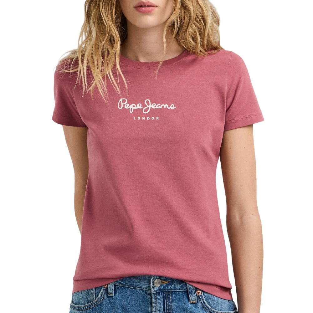 T-Shirt Rose/blanc Femme Pepe jeans New Virginia 1