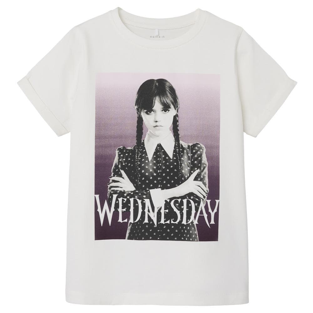 T-shirt Blanc Fille Name it Jax Wednesday 2