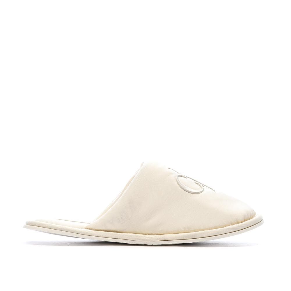 Chaussons Blanc Femme Calvin Klein Jeans Slipper Satin Moire 2