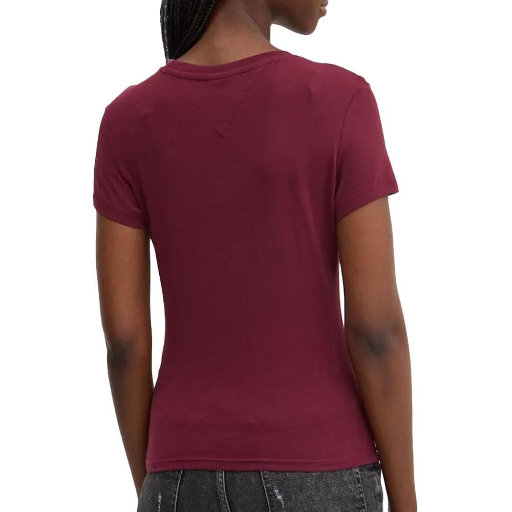 T-shirt Bordeaux Femme Tommy Hilfiger Slim Linear 2