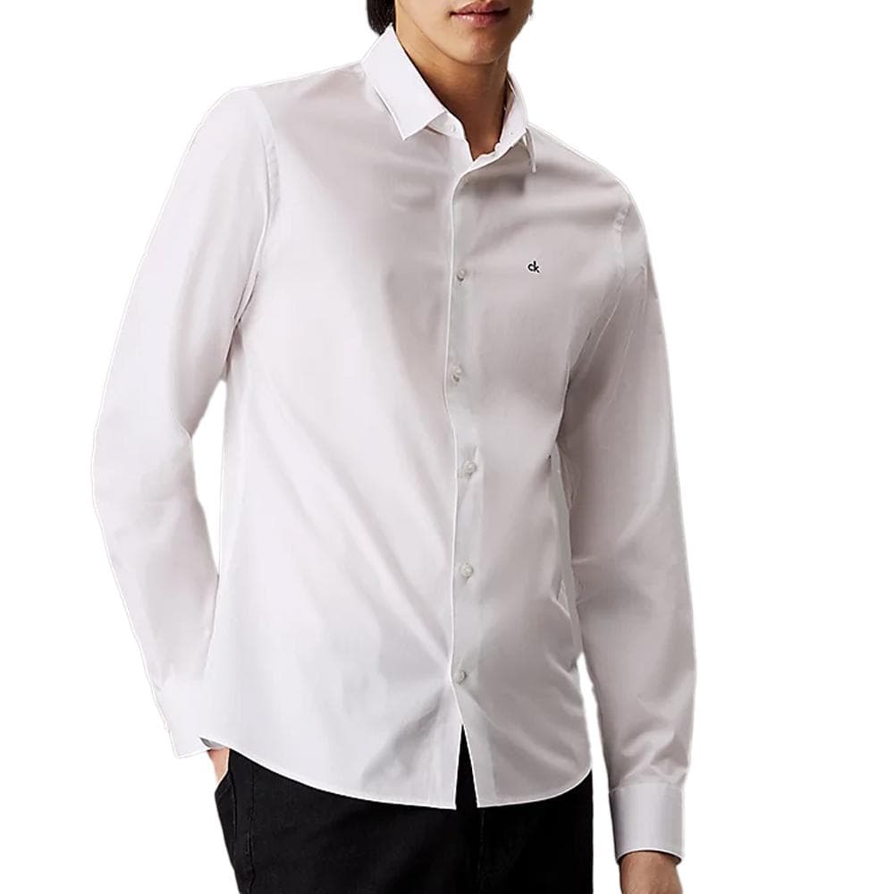 Chemise Blanche/Noir Homme Calvin Klein Jeans Poplin Stretch 1