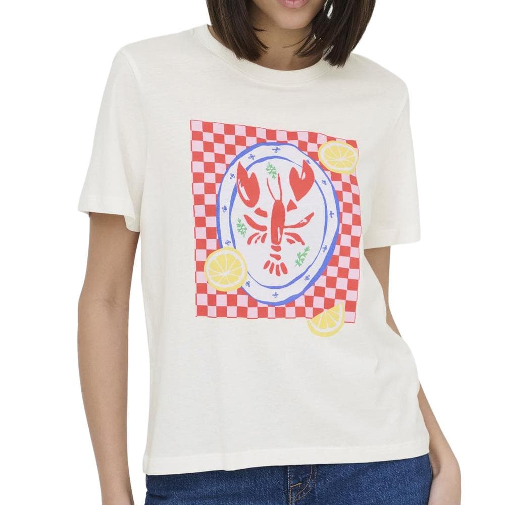 T-Shirt Blanc/Rouge/Jaune Femme JDY CDL 1