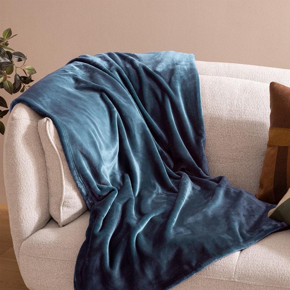 Plaid flanelle Bleu Petrol Atmosphera 180x230 Cuddly 2