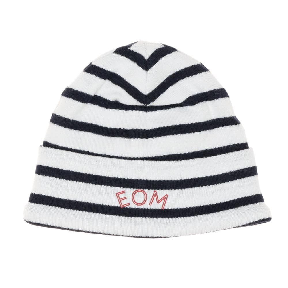 Bonnet à Rayure Blanc/Marine Garçon Bébé Elle est ou la mer Mousqua 1