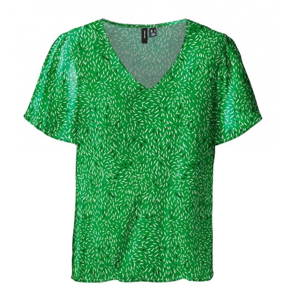 T-shirt Vert à Motifs Femme Vero Moda Easy V-neck 1