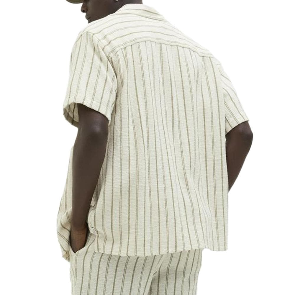 Chemise Rayure Écru/Kaki Homme Jack & Jones Stripe Resort 2