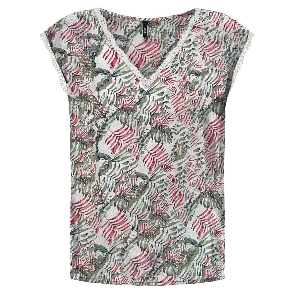 T-Shirt Vert/Beige Femme Only Selina 1