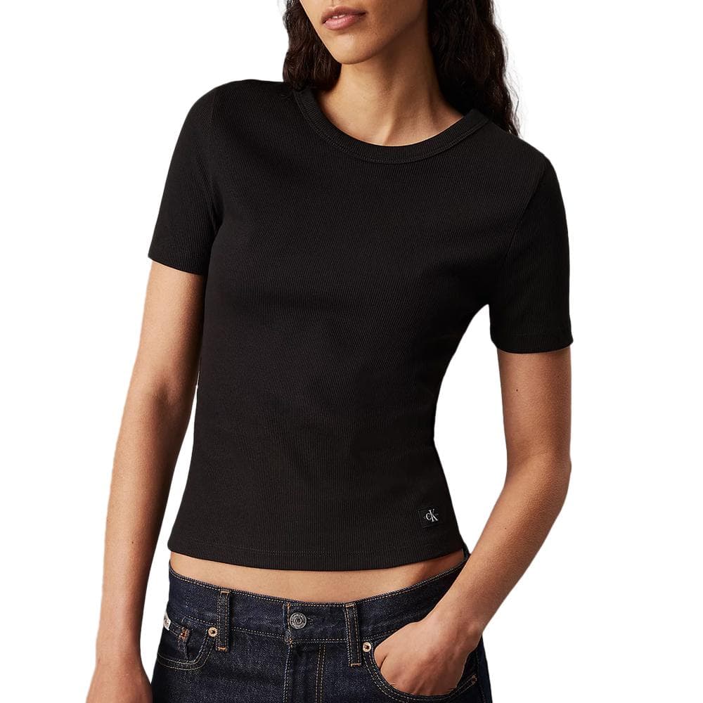 T-shirt Noir Femme Calvin Klein Jeans Label 1