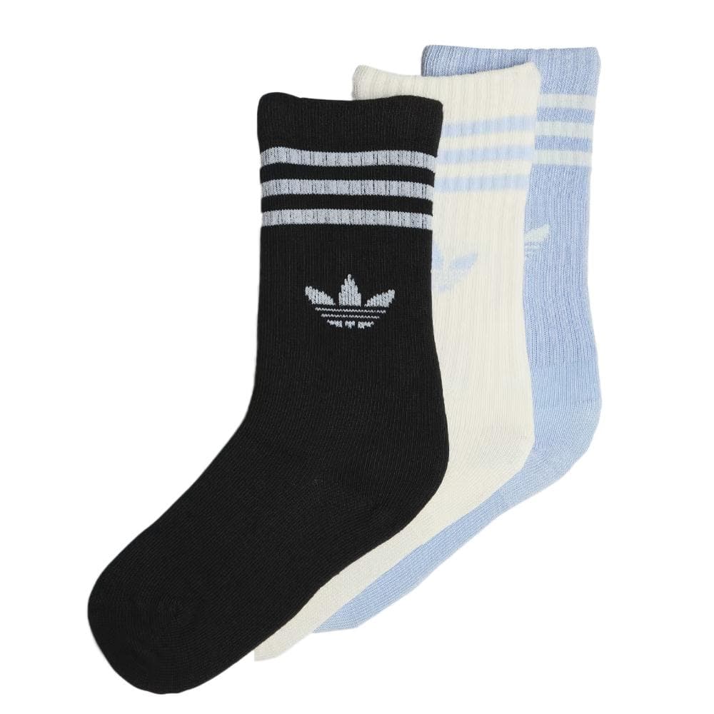 3x Paires de Chaussettes Noires/Bleu/Blanches Fille Adidas Crew Sock 1