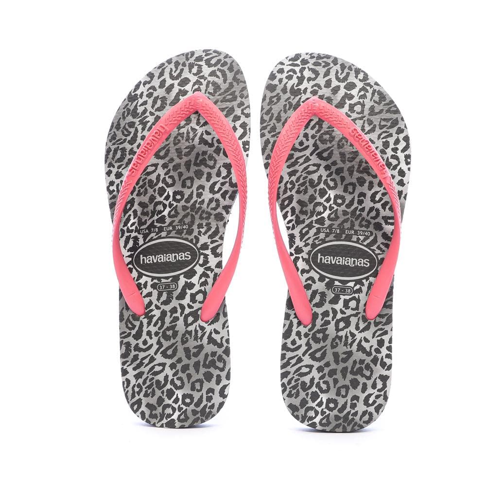 Tongs Gris/Rose Femme Havaianas Hav Slim Leopard 3