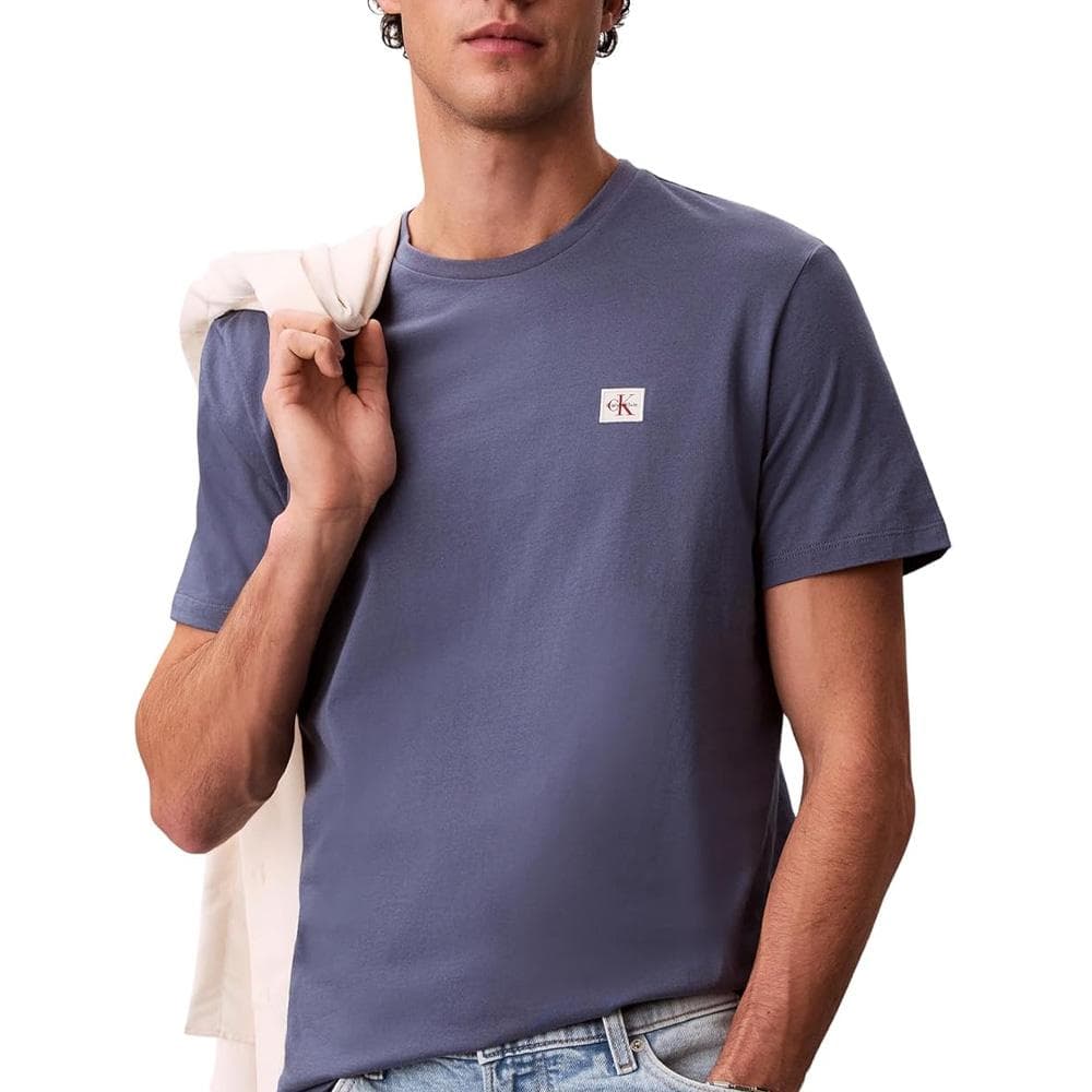 T-Shirt Bleu Chiné Homme Calvin Klein Jeans Badge L4G 1