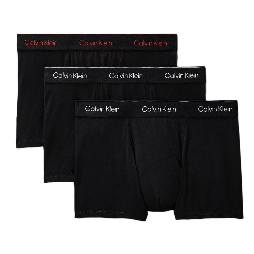 x3 Boxers Noirs/Rouges Homme Calvin Klein Relaxed Fit Trunk 1