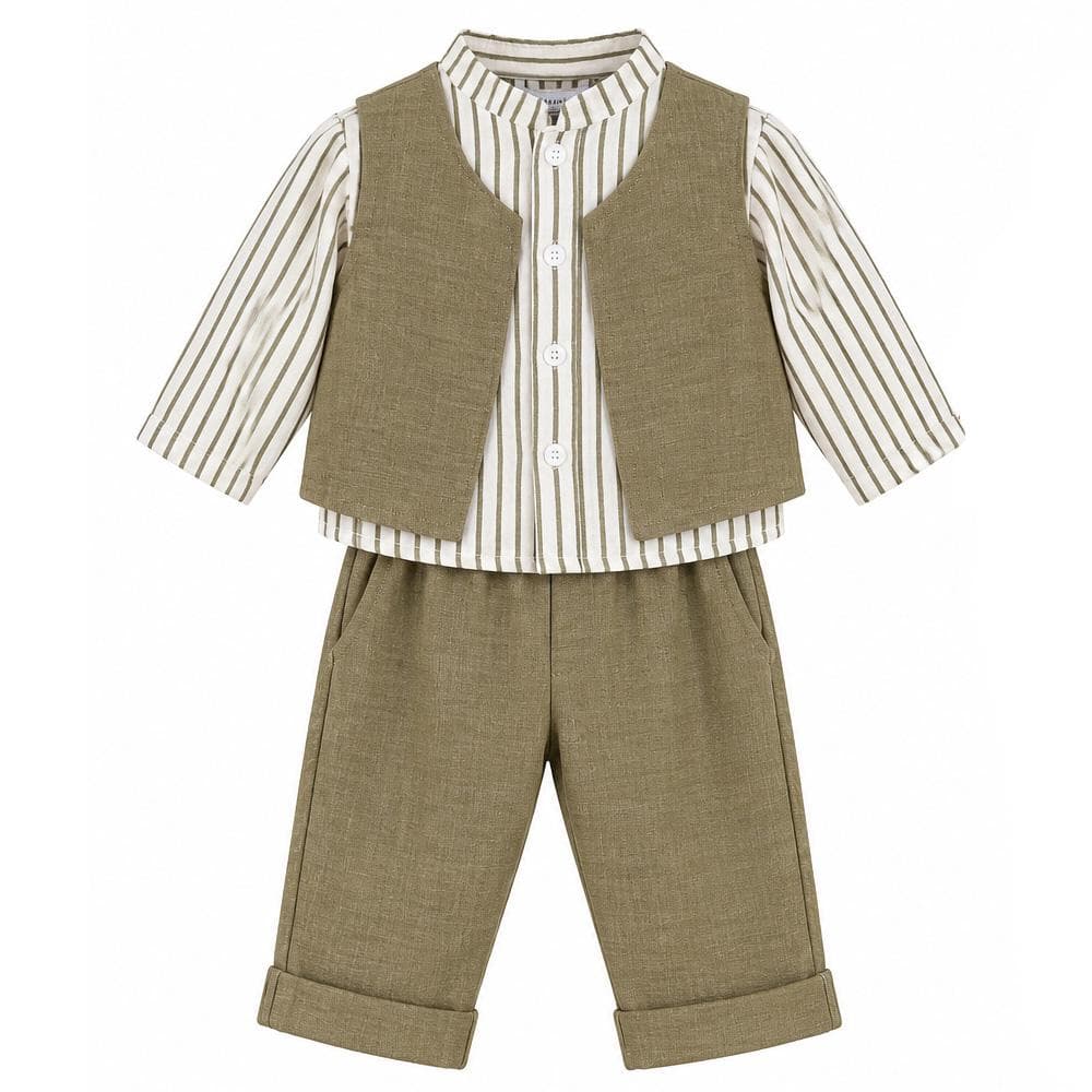 Ensemble Kaki/Blanc Bébé P'tit Mome Lucas 1